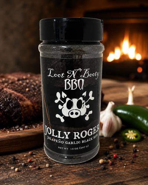 Loot N’ Booty BBQ – Jolly Roger Jalapeño Garlic Black Rub 397g