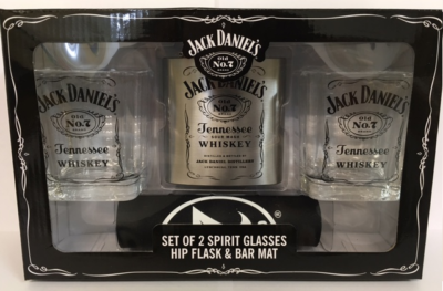 Jack Daniels Gift Pack - Spirit Glass/Flask/Bar Mat